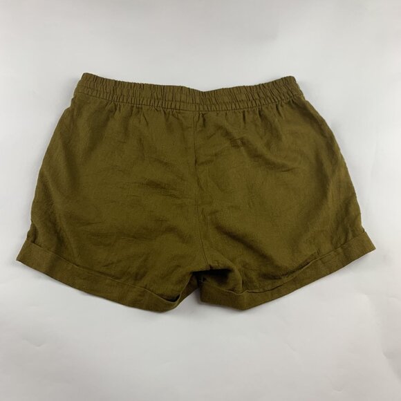 Old Navy Gathering Moss Brown Linen Blend Pull On Shorts M - Picture 4 of 4